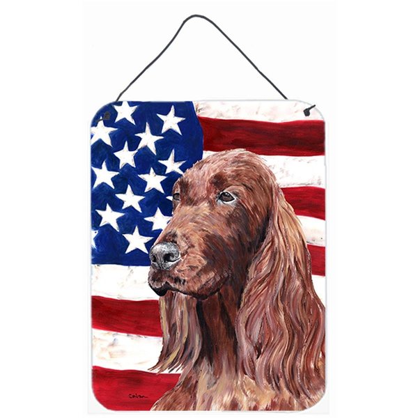 Jensendistributionservices 8 x 12 In. Irish Setter USA American Flag Aluminium Metal Wall or Door Hanging Prints MI2554176